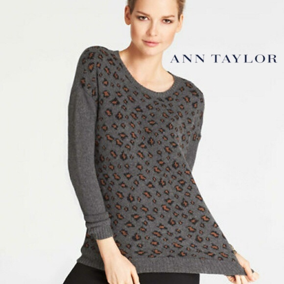 Ann Taylor Sweaters - Ann Taylor wool/alpaca sweater- grey leopard print
